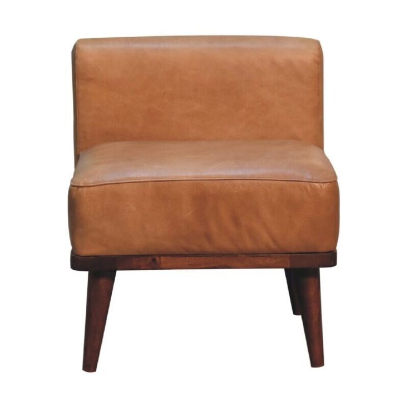 Blair Tan Leather Footstool with Backrest In a beautiful chestnut finished wood and camel leather, this is a very useful footstool which has a backrest too.