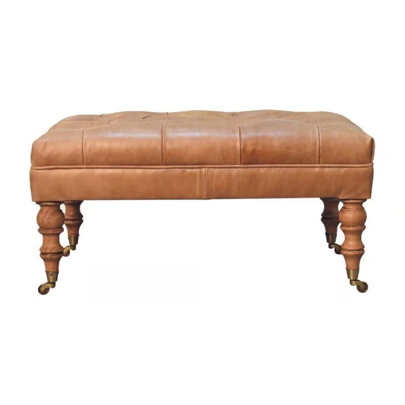 Washington Tan Leather Bench