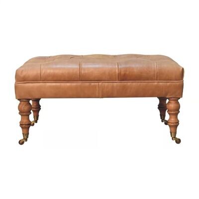 Washington Tan Leather Bench