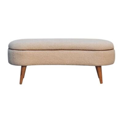 Boucle Curved Storage Bench
