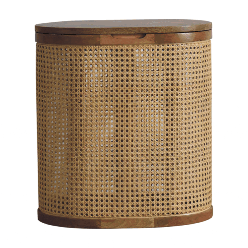 Cara Rattan Oak Finish Storage Stool Cara storage stool,
Rattan sides with solid wood lid.
Oval Shape