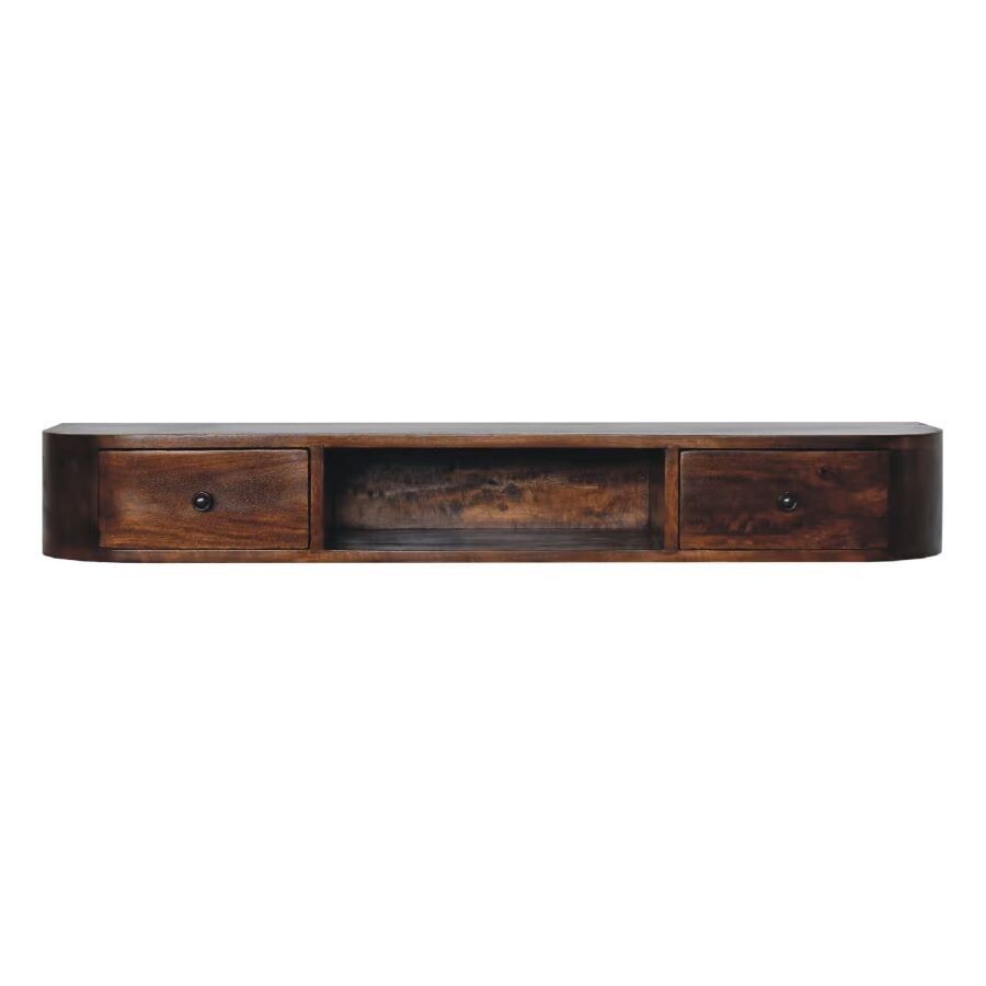 Give yourself more floorspace by mounting this console table on your wall. 
