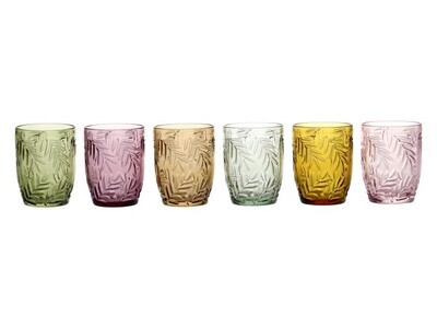 Spangles Botanic Tumblers Glasses of Set of Six
Colours - green, purple, rose, aqua, yellow, mauve