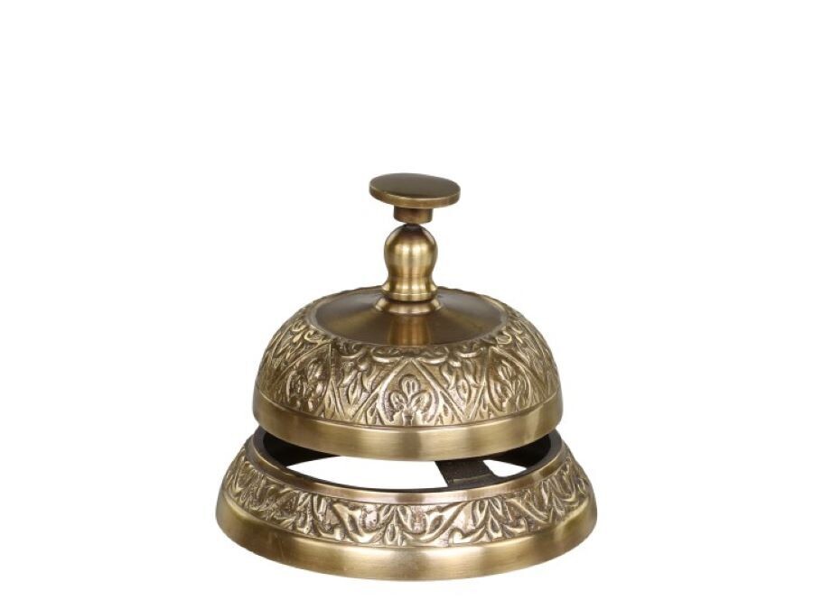 What home couldn't do with a service bell. This one is finished in Antique Brass and has an etched design. Ding Dong!!