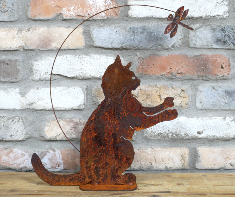 Cat & Dragonfly Garden Art