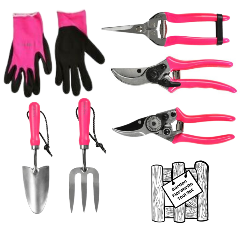 Garden Tool Florabrite Set - Pink Burgon & Ball Florabrite Garden Tool Set
Fluorescent Pink Finish.
Gloves, Hand Folk and Trowel, Snips, Pruner Secateurs, Bypass Secateurs.