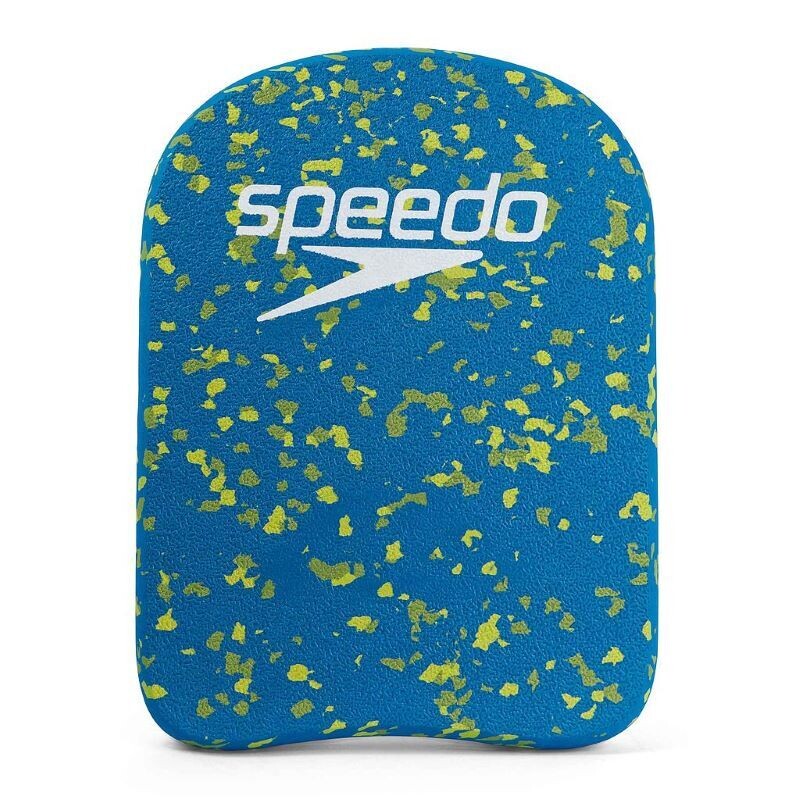 Speedo Eco Bloom TM Kickboard Swim Float
Blue finish with yellow splash paint pattern.  White Speedo logo