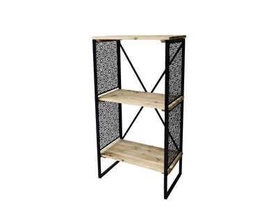 With black side panels, this light firwood shelf unit, with such clean lines, looks so good