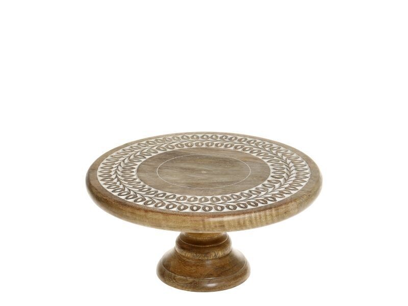 Bakehouse Circular Wooden Cake Stand on central stand
Natural Finish White wash pattern