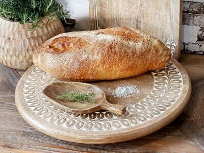 Bakehouse Circular Wooden Swivel Board
Natural Finish White wash pattern
Bread on board