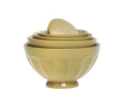 Set of Porcelain Bowls (Five)
large to small in size - stacking
Finish - Antique Honey