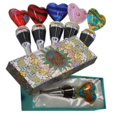 Glass Heart Bottle Stoppers