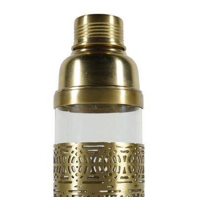 A gold finish with a transparent window to view the mix.