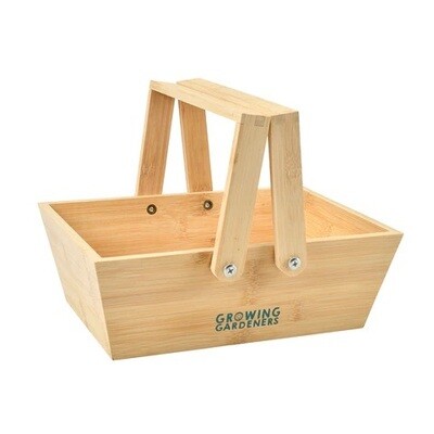 Burgon & Ball Children's Garden Basket Child's Wooden Trug.
Growing Gardener's Logo on side (in light green font and images of vegetables and sunflower)