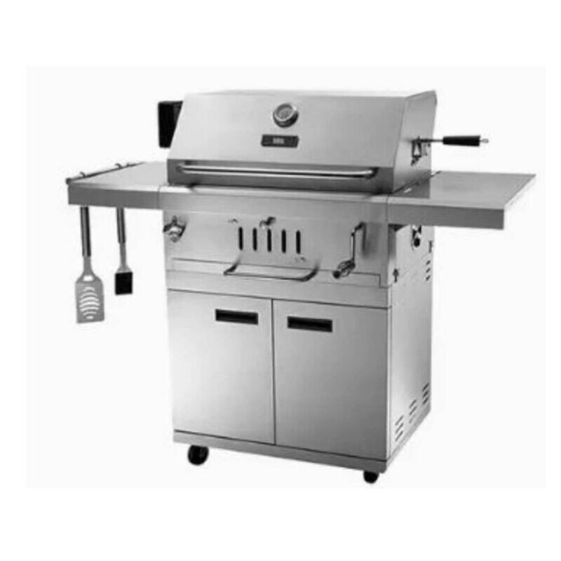 A superior barbecue/grill built of stainless steel with a charcoal tray. Manufactured by SAC, one of the very finest makers.