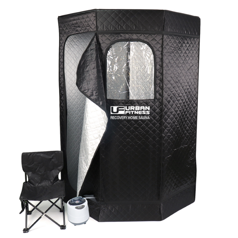 Urban Fitness Recovery Home Sauna Urban Fitness Recovery Home Sauna
Black Finish/Silver Inner
Complete with foldable chair in black
