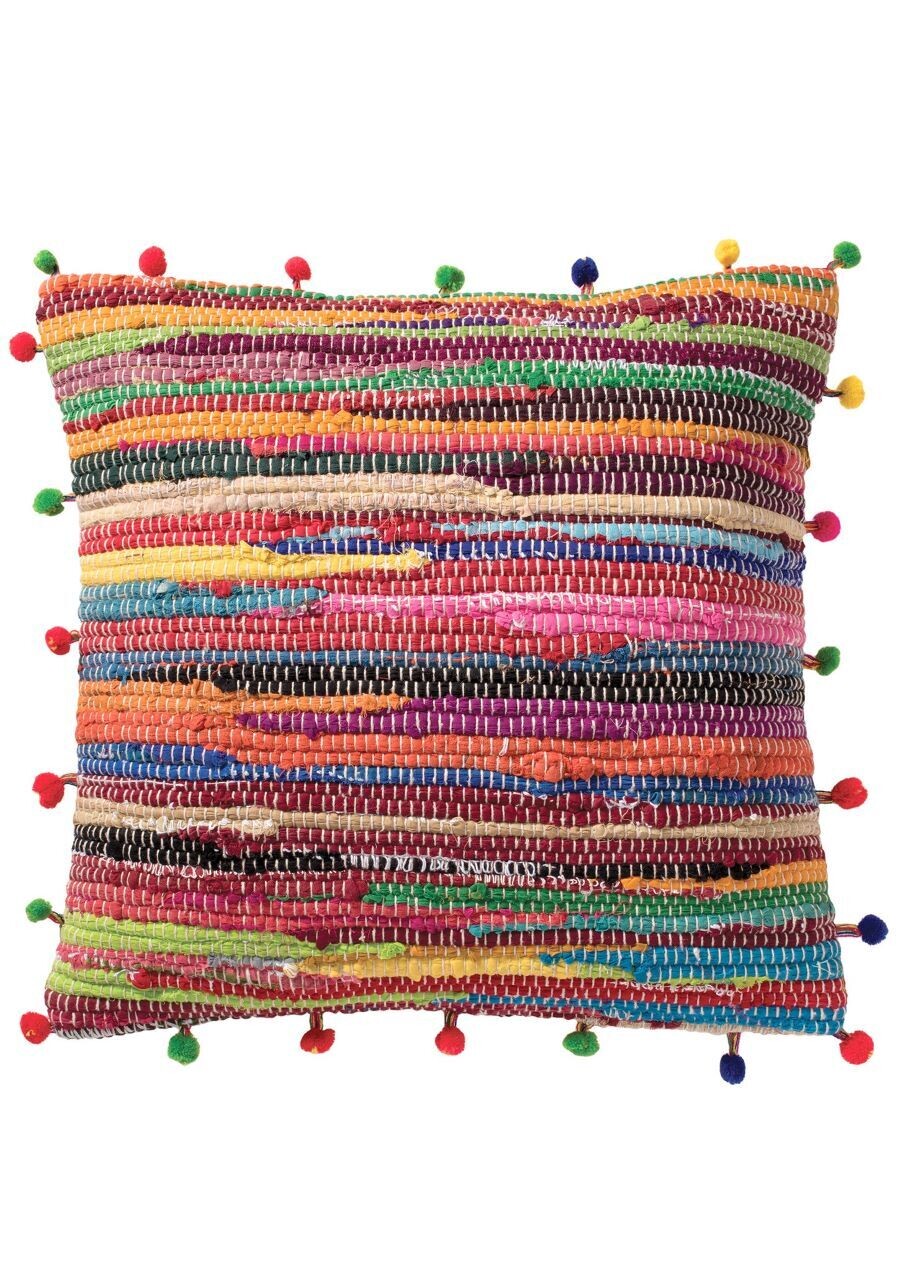 Colourful and attractive pom pom cushions.