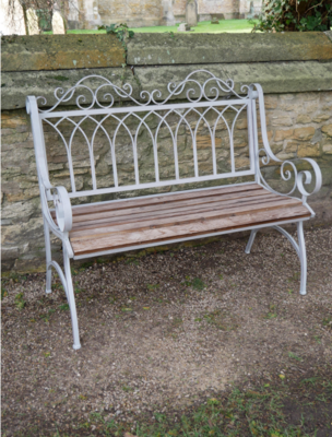 Made of metal with a wooden slatted seat