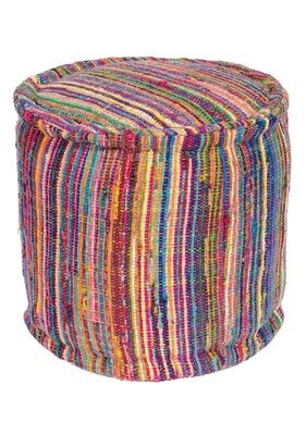 Recycled Rag Rug Pouffe