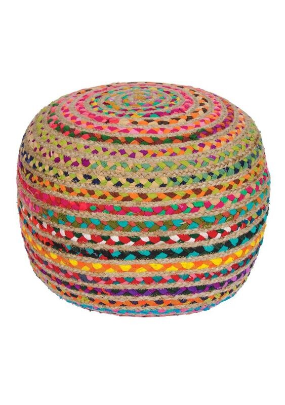 Look at the handiwork that has gone into making this colourful pouffe.