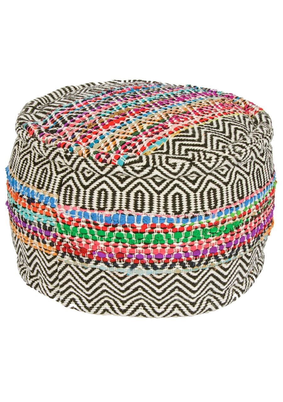 A fine looking pouffe made entirely with recycled materials