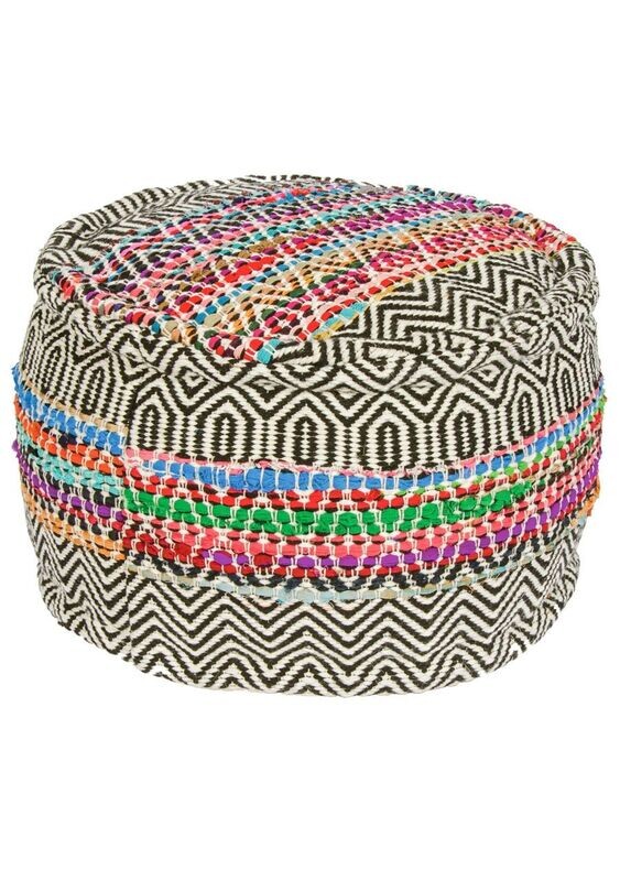 Rishikesh Handloom Recycled Pouffe A fine looking pouffe made entirely with recycled materials