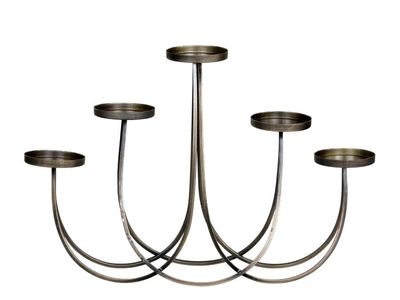 Elle Candelabra
Metal finish - Antique Brass
Loop design with five holders and three levels