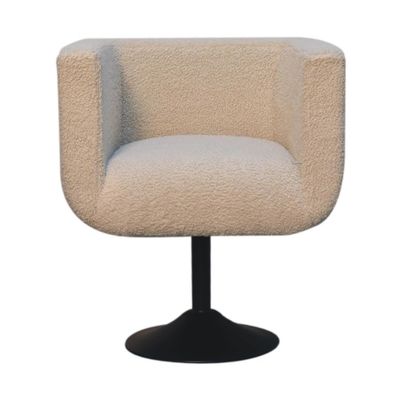 This is a beautiful swivel chair that is really smart to see, with a seat in a warm cream boucle on a contrasting black swivel stand. It looks so good in a lounge or reception area.  