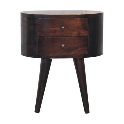 Walnut Finish Bedside Cabinet with Rounded Edge