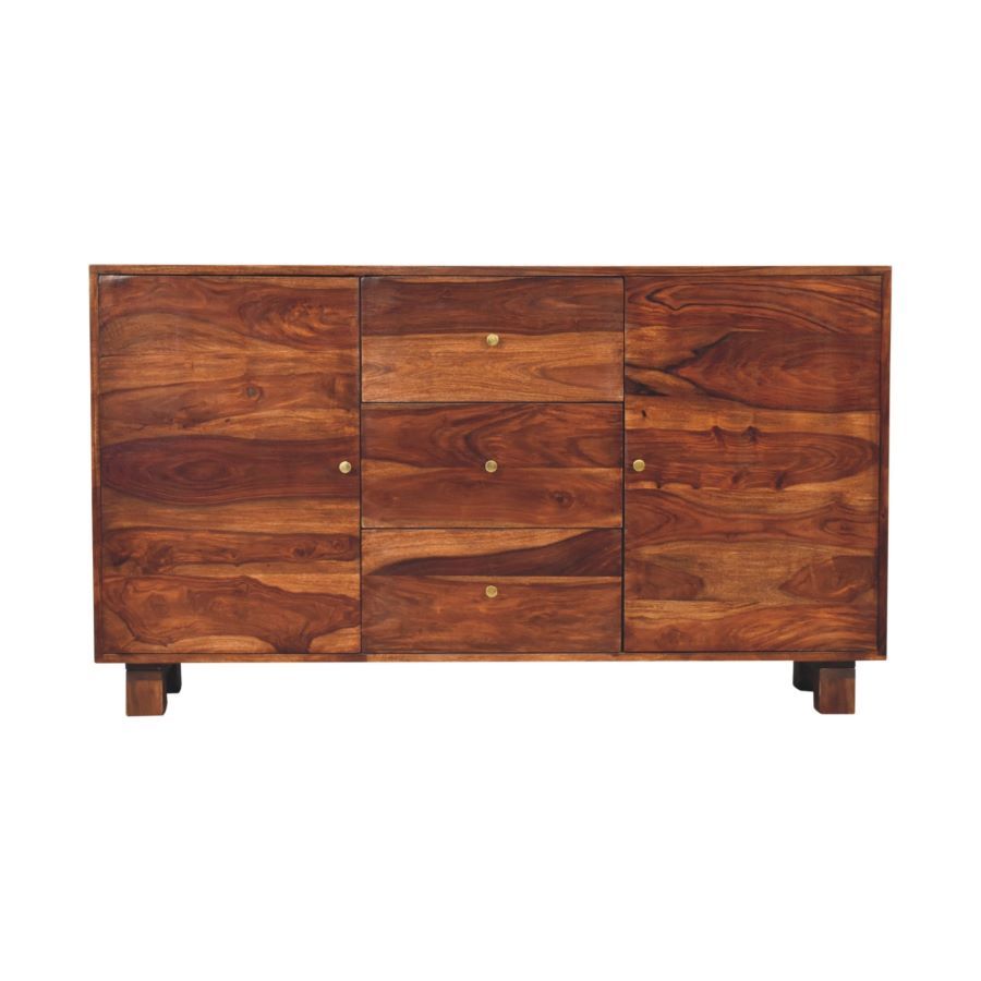 The Marlow Sideboard is the height of carpentry. Beautiful styling with Sheesham wood and caramel chestnut finishing.