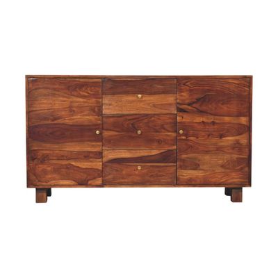 The Marlow Sideboard is the height of carpentry. Beautiful styling with Sheesham wood and caramel chestnut finishing.
