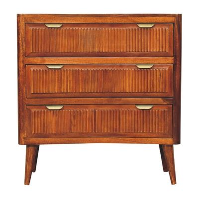 Chestnut Finish Chest of Drawers with Detailed Finish on Drawers