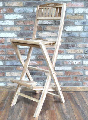A close up view of this quality folding bar stool.