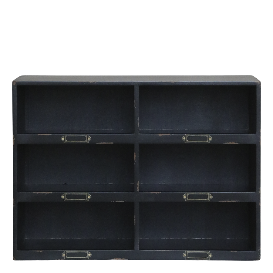 A box of six 'pigeon holes' to sit nicely on a desk or cabinet to help you sort things out. In Antique Black.