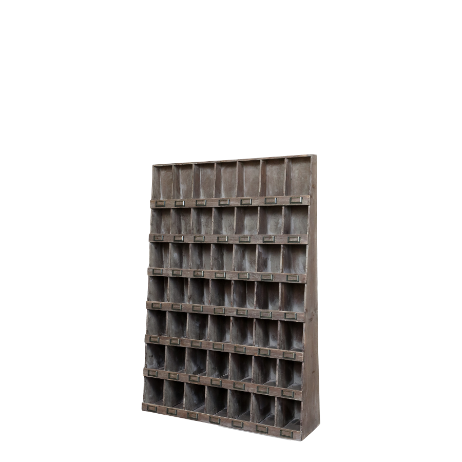 Now, just how useful is this? A sorter to sort your life out! At four feet high, this sorter has 49 compartments and it is finished in natural pine wood. 