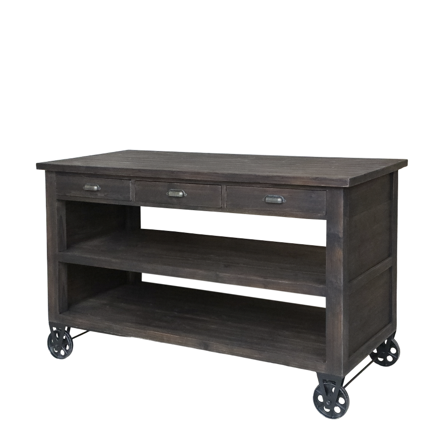An attractive trolley with a neat undershelf, with cast iron wheels.