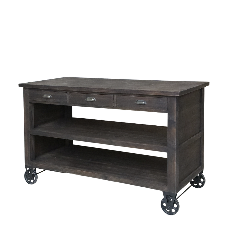 An attractive trolley with a neat undershelf, with cast iron wheels.