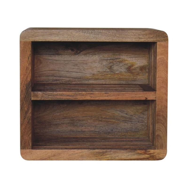 This bedside cabinet fits directly to the wall to give that floating look. 