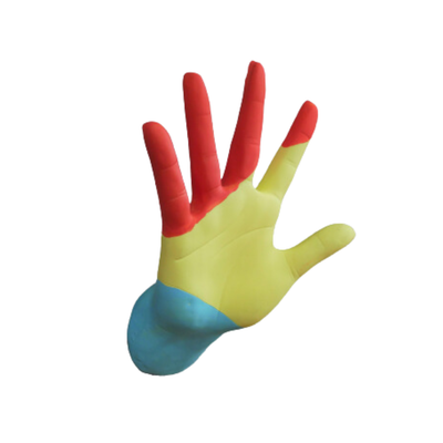 A vibrant rainbow coloured hand to fix to your wall.