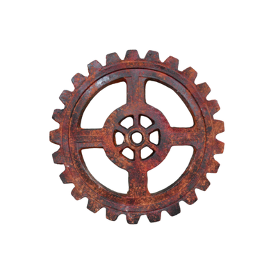 Spoke Cross Rust Finish Circle Cogs Wall Art