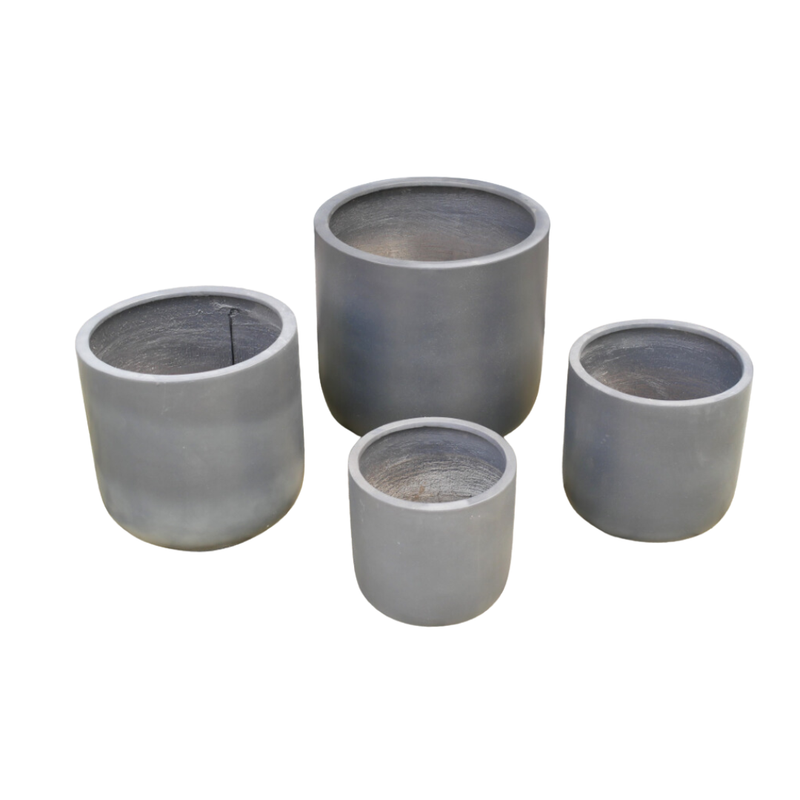 A lovely set of four clay planters in an unassuming Tweed finish