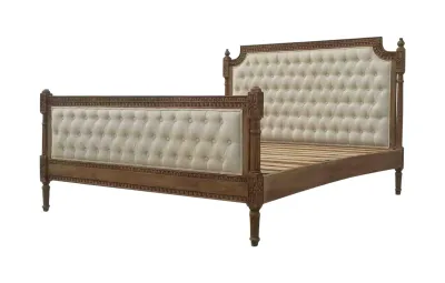 Cream Finish Deep Button Double Bed