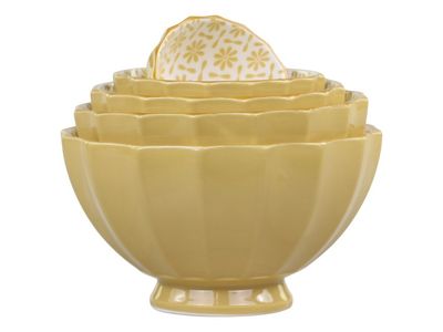 Set of Ceramic Bowls in Yellow Finish.