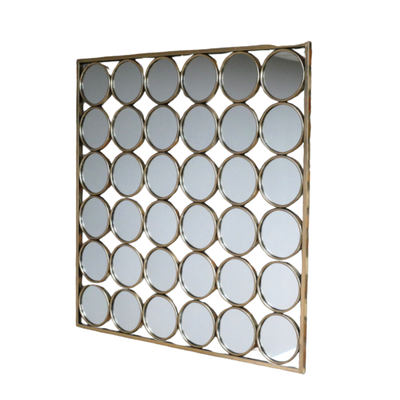 Square Mirror made up of a number of smaller round mirrors