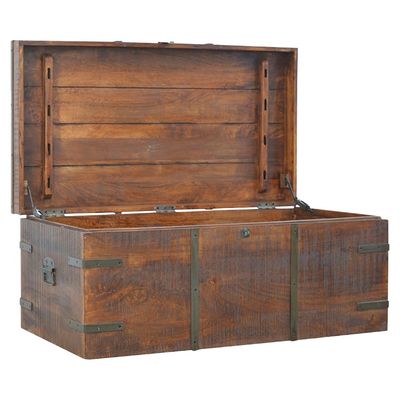 Chestnut Finish Solid Wood Storage Blanket Box Chest