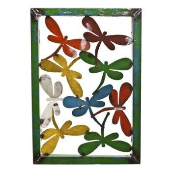 Recycled Dragon Flies in rectangle frame
