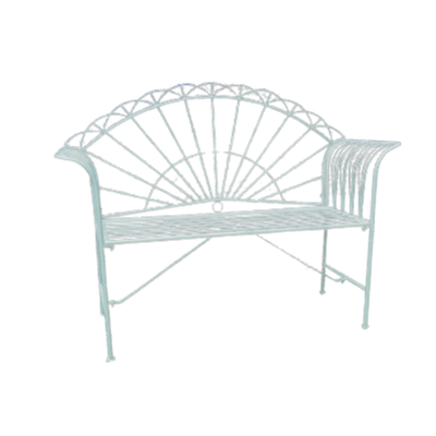 The Sunrise garden bench is finished in an understated pistachio green