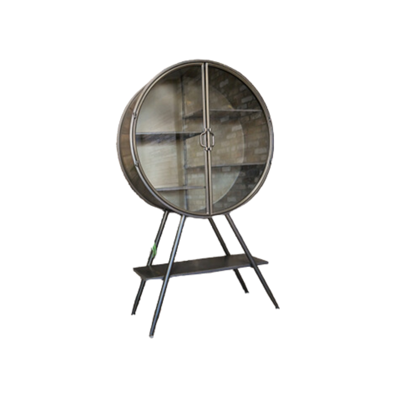 An unusual display cabinet. the Igor is round with staggered shelves for an interesting display. Many of our customers buy two of them for the same room.