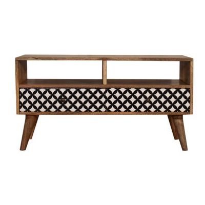 Black and White Diamond Screen Printed Media Unit