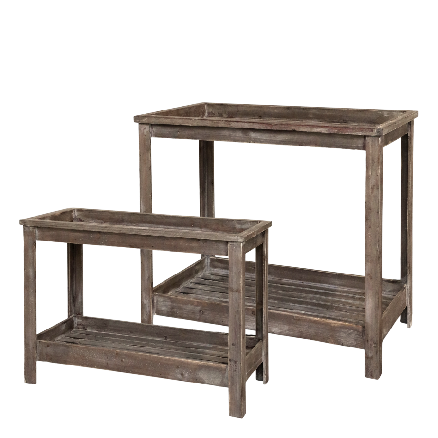 Rustic wooden console table with a bottom shelf- set of two.